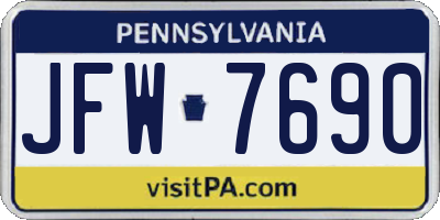 PA license plate JFW7690