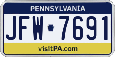 PA license plate JFW7691