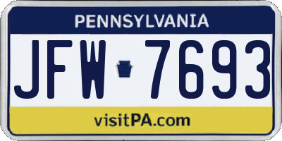 PA license plate JFW7693