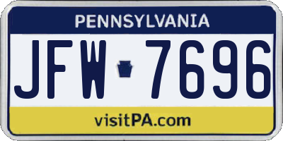 PA license plate JFW7696