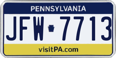 PA license plate JFW7713