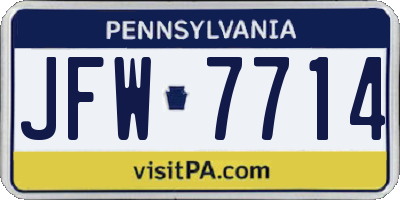 PA license plate JFW7714