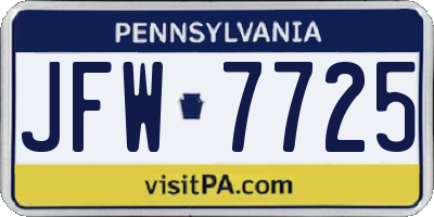 PA license plate JFW7725