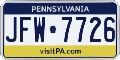 PA license plate JFW7726