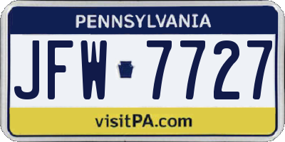 PA license plate JFW7727