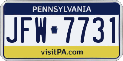 PA license plate JFW7731