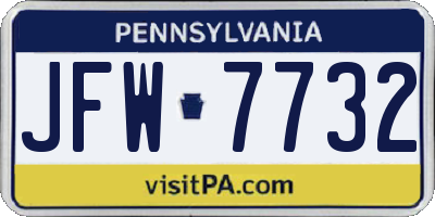 PA license plate JFW7732