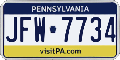 PA license plate JFW7734