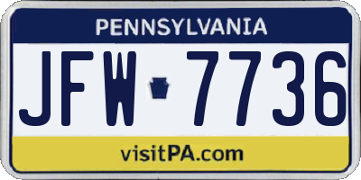 PA license plate JFW7736