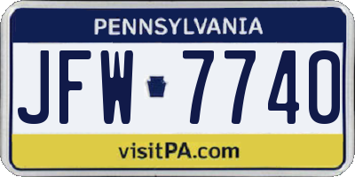 PA license plate JFW7740