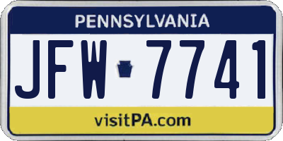PA license plate JFW7741