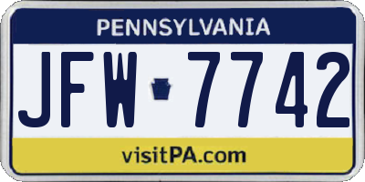 PA license plate JFW7742