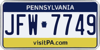 PA license plate JFW7749