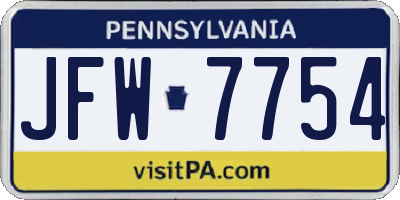 PA license plate JFW7754