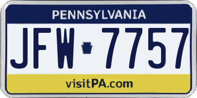 PA license plate JFW7757