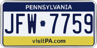 PA license plate JFW7759