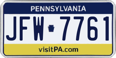 PA license plate JFW7761