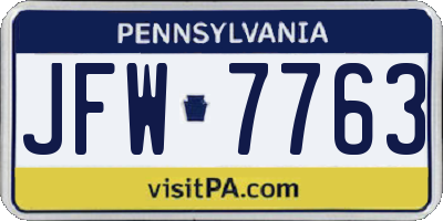 PA license plate JFW7763