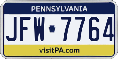 PA license plate JFW7764