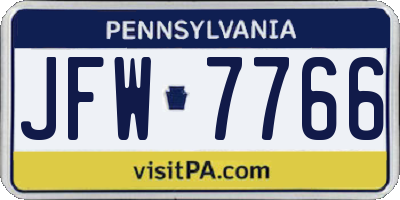 PA license plate JFW7766
