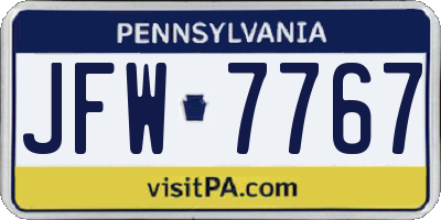 PA license plate JFW7767