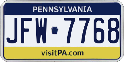PA license plate JFW7768
