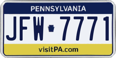 PA license plate JFW7771