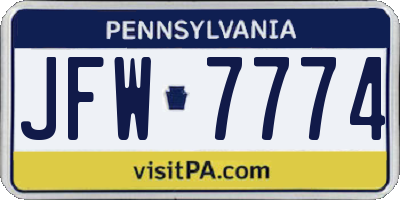 PA license plate JFW7774
