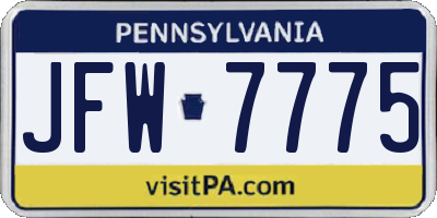 PA license plate JFW7775