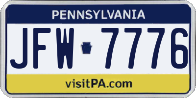 PA license plate JFW7776