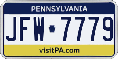 PA license plate JFW7779