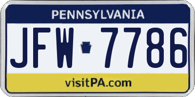 PA license plate JFW7786