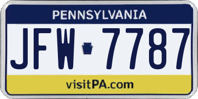 PA license plate JFW7787