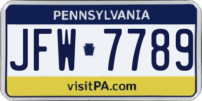 PA license plate JFW7789
