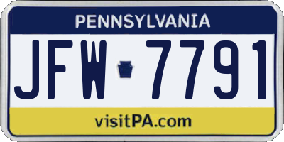 PA license plate JFW7791