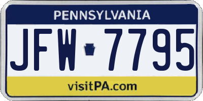 PA license plate JFW7795