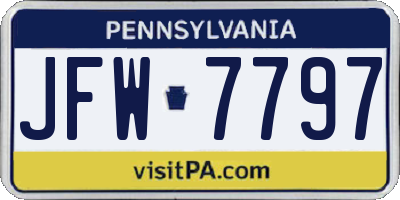 PA license plate JFW7797