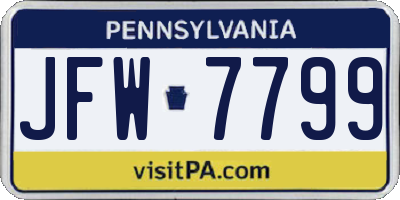 PA license plate JFW7799