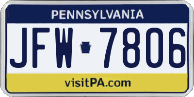 PA license plate JFW7806