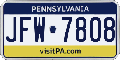 PA license plate JFW7808