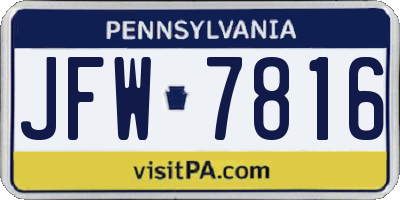 PA license plate JFW7816