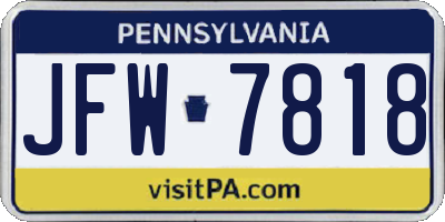 PA license plate JFW7818
