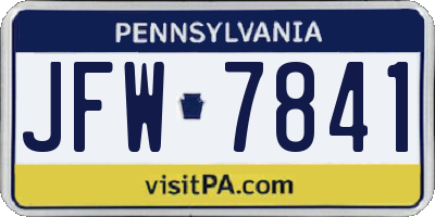 PA license plate JFW7841