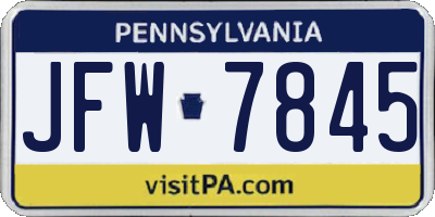 PA license plate JFW7845