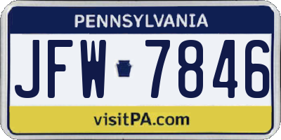 PA license plate JFW7846