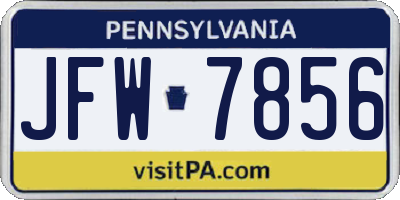 PA license plate JFW7856