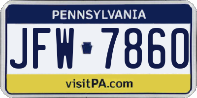PA license plate JFW7860