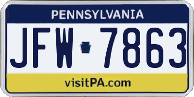 PA license plate JFW7863