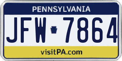 PA license plate JFW7864