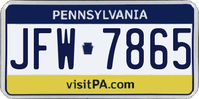 PA license plate JFW7865
